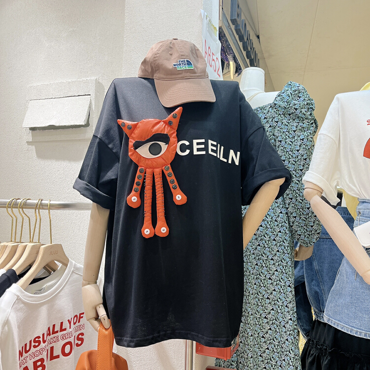 [Juju] Korean alphabet versatile short sleeve T-shirt 97994# LSL