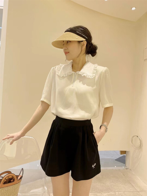 goods in stock! [miss Jiao] color blocked Pullover short sleeve shirt 9330# CLS