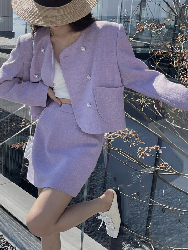 goods in stock! New year in early spring! [VT] Korean style slim jacket + fashionable and versatile skirt suit (suit only) 8681# ozq
