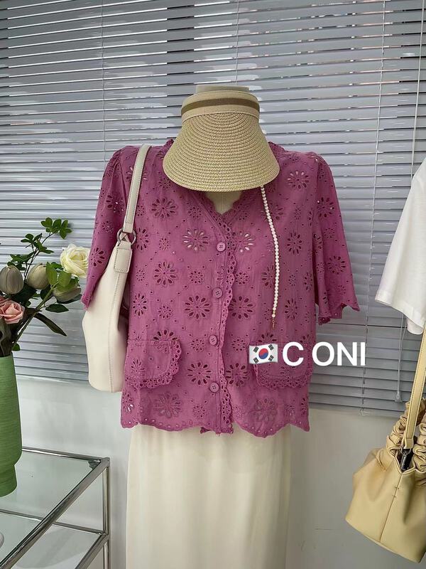 New in early summer! [C oni] soft hollow lace blouse c361-9069# HLL