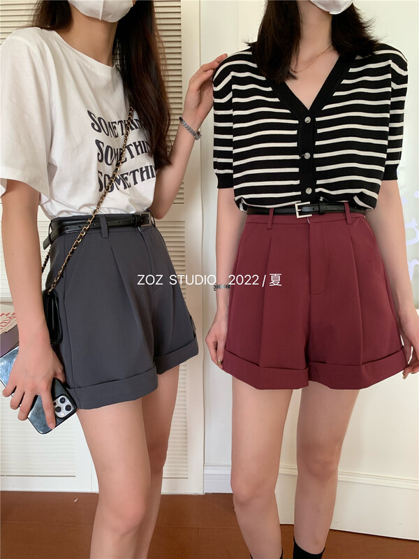 [ZOZ] Korean comfortable casual shorts (with belt) 022065# L