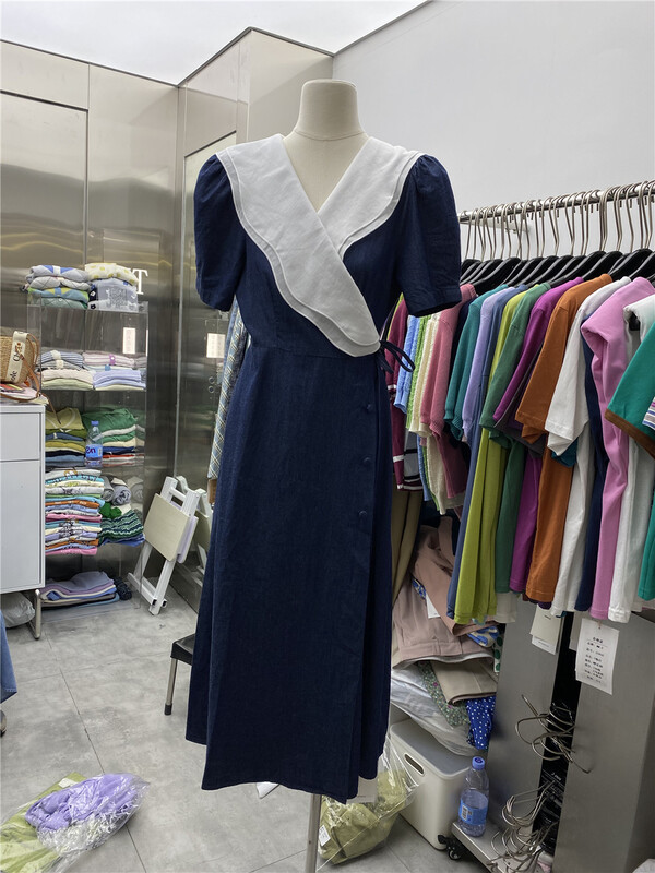 [mm. C] color blocking and pleating to show thin dress 85613# lwy