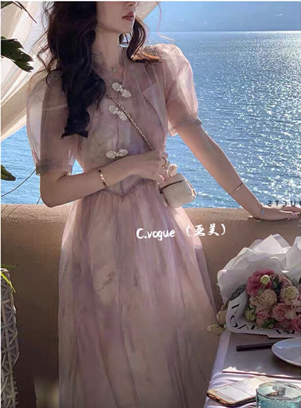 New in early summer! [c.vogue] French minority retro halo dyed dress (excluding matching) 29330# PCZ
