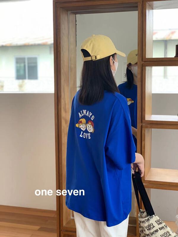 【ONE SEVEN】韓版寬鬆卡通印花短袖T恤  5062#  XYY