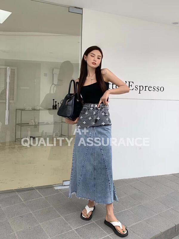 New in early summer! [a +] trendy Hip Wrap fishtail western style denim skirt m098# WPL