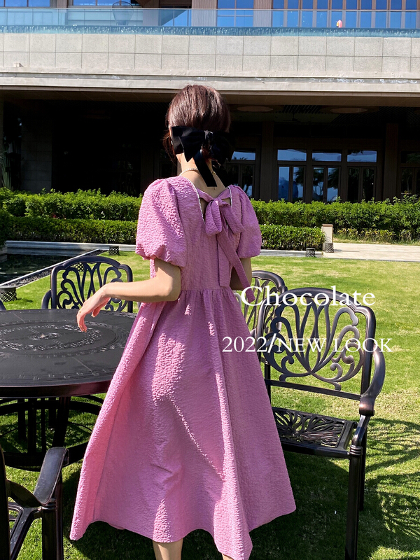 New in early summer! [chocolate] Korean back lace up dress 20030# ll