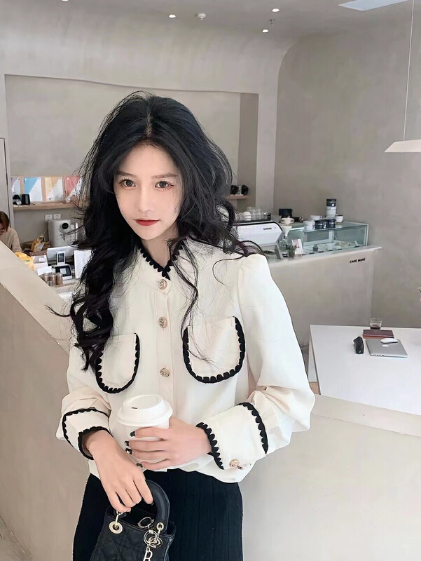 現貨！【JH】小香撞色單排扣襯衫(只賣上衣)  40808#  HJY