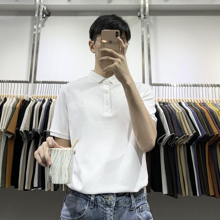 New year in early spring! [wild club] Korean Style Embroidered letters comfortable breathable polo shirt b9243# ZZL
