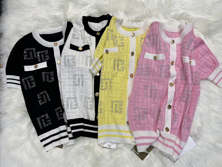 [miss fit lady] xiaoxiangfeng short sleeved hollow out hot drill knitted cardigan 8881# XYY
