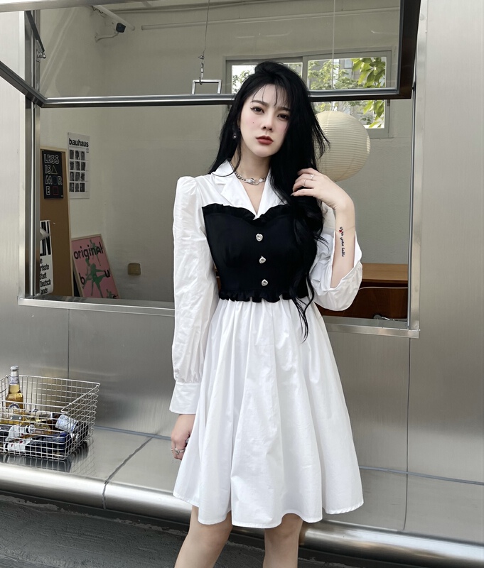 goods in stock! New year in early spring! [mi2] thin lady fake two dresses b6220# JJ