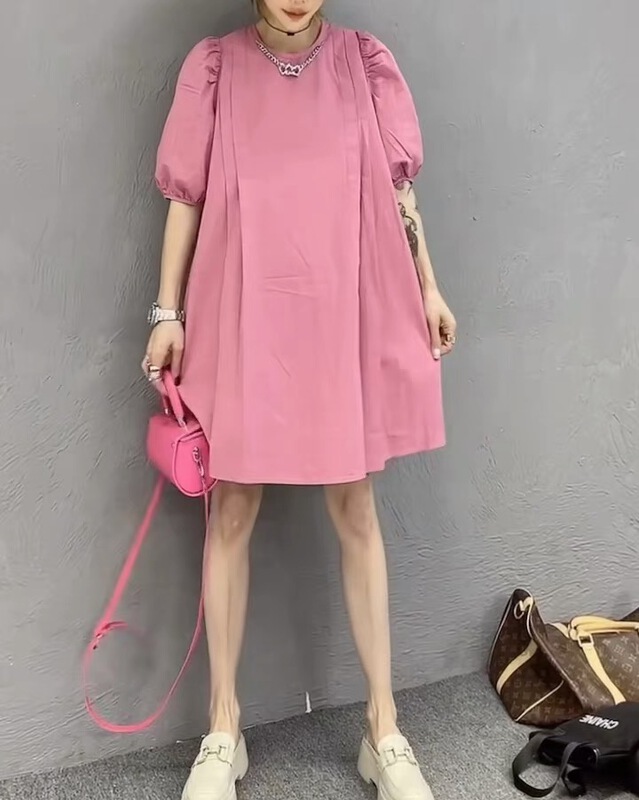 New in early summer! [UUS] Korean round neck versatile chain dress (with detachable chain) 222159# zyh