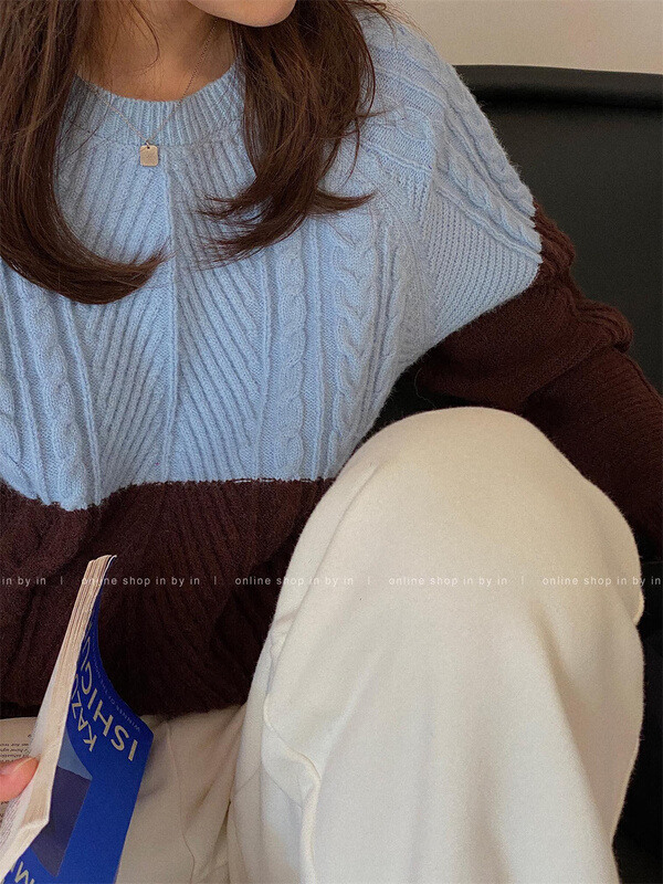 New year in early spring! [in by in] Korean lazy color contrast personalized warm sweater 0516# ZSY