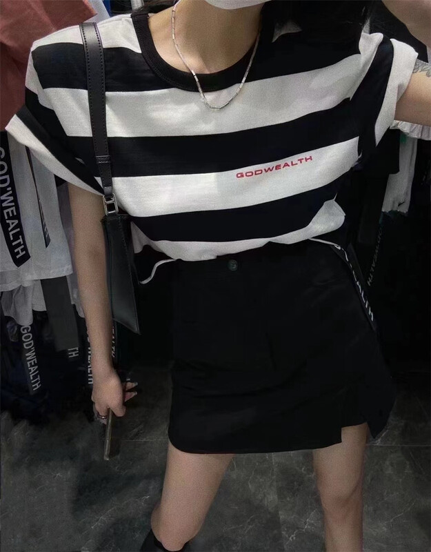 [Yan Zhen] striped Pullover versatile short sleeve T-shirt 98874# PCZ
