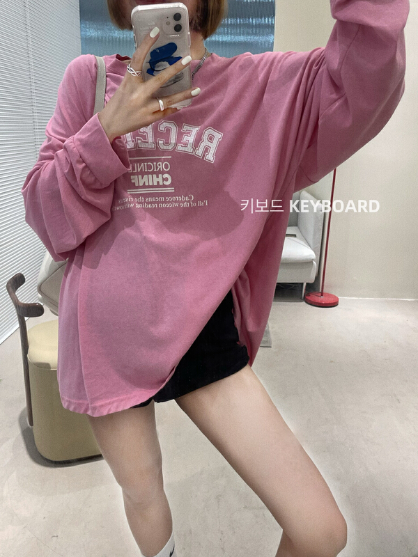 [keyboard] printed letters fashion long sleeve T-shirt a-8907# LSL