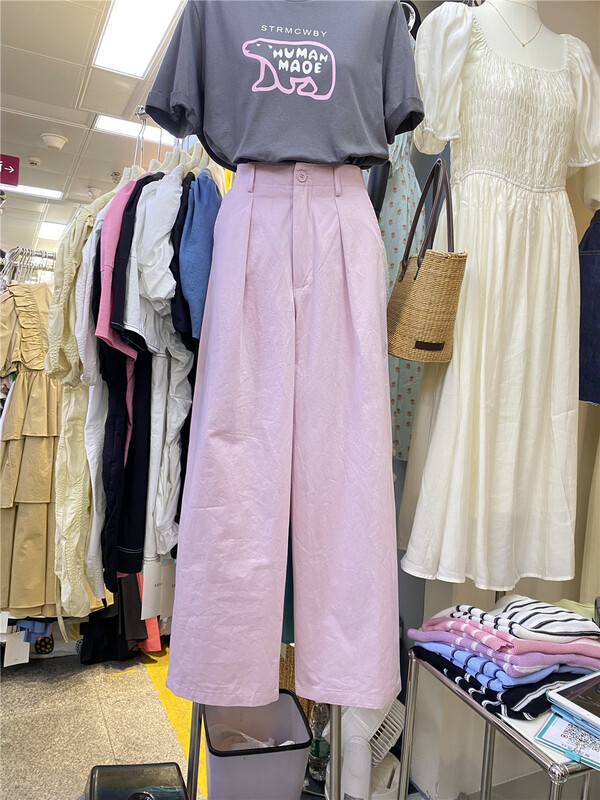 [cepar] Korean version high waist straight tube slim casual pants 7185# hjy
