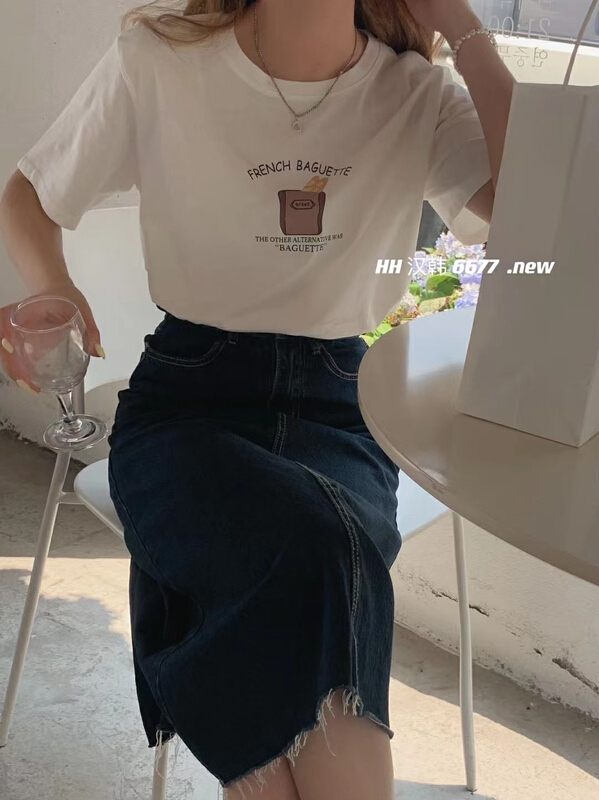 [HH & miss Lai] graphic print comfortable short sleeve T-shirt 6677# L