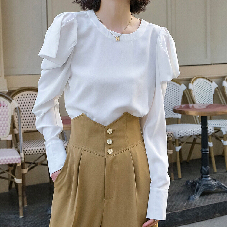 New year in early spring! [Hanna Hanna] design bubble chiffon shirt 8106# XJ