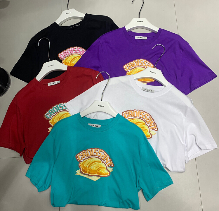 goods in stock! [bubble] Korean ins style ox horn bag short sleeve T-shirt 22t090# ozq