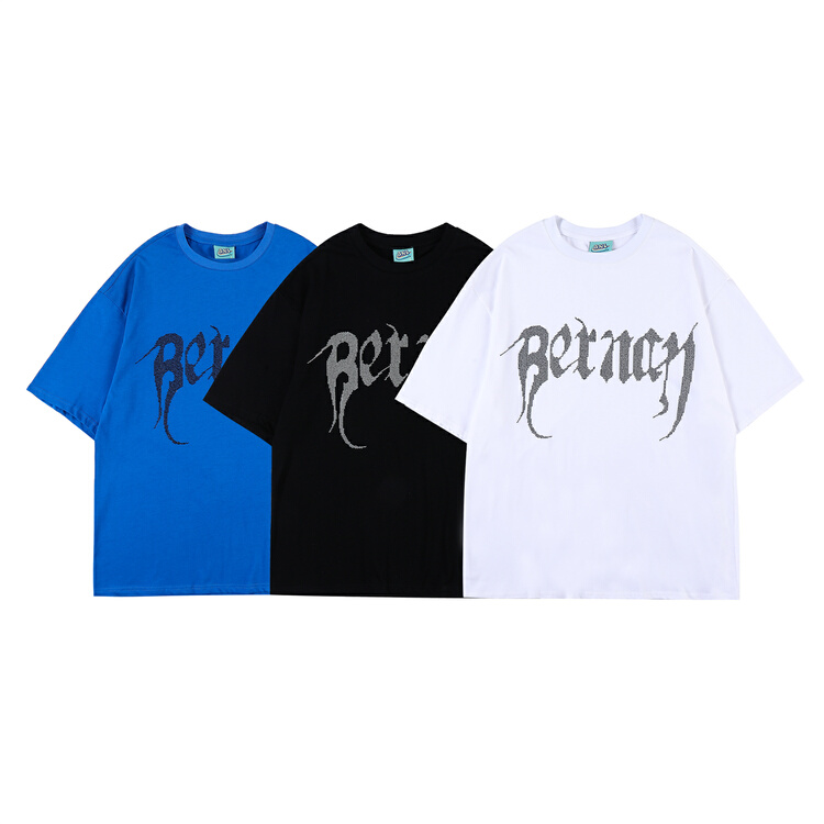 [BNL] men's and women's same personalized letter hot drill short sleeve T-shirt 433# ZZL