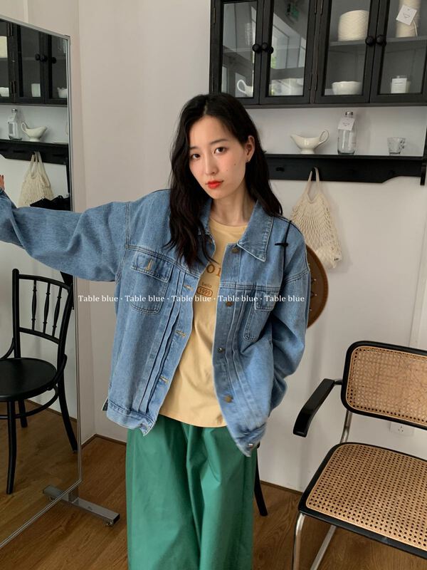 New year in early spring! [table blue] Korean style casual loose denim coat 1043# LSW