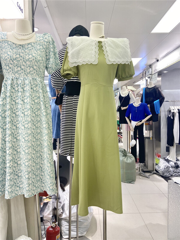 goods in stock! New in early summer! [tab CP] elegant temperament large lapel lace up waist closing dress 8007# CLS