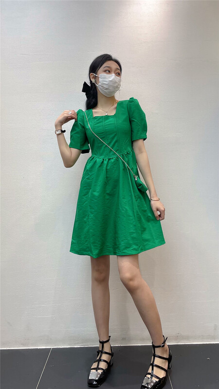 [sk-11] square neck fashion versatile dress (with bag) ss129# XYJ