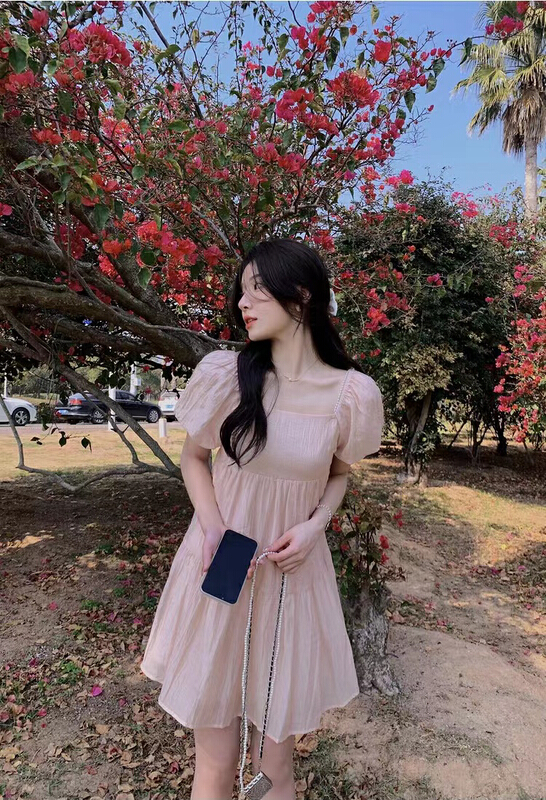 goods in stock! New in early summer! [are studio] French square neck pearl shoulder dress (with detachable shoulder strap) 9980# WPL