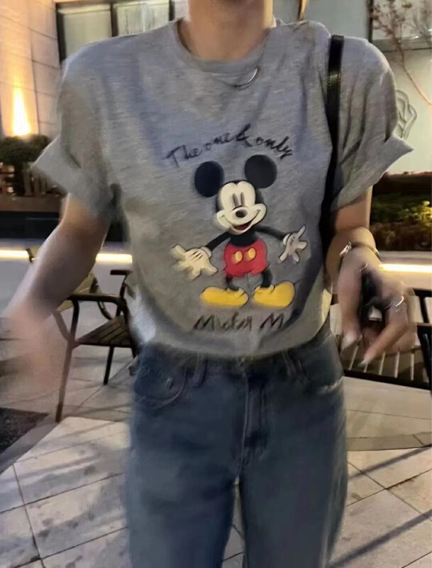 [love] Korean Mickey pattern versatile short sleeve T-shirt z0730# HBx