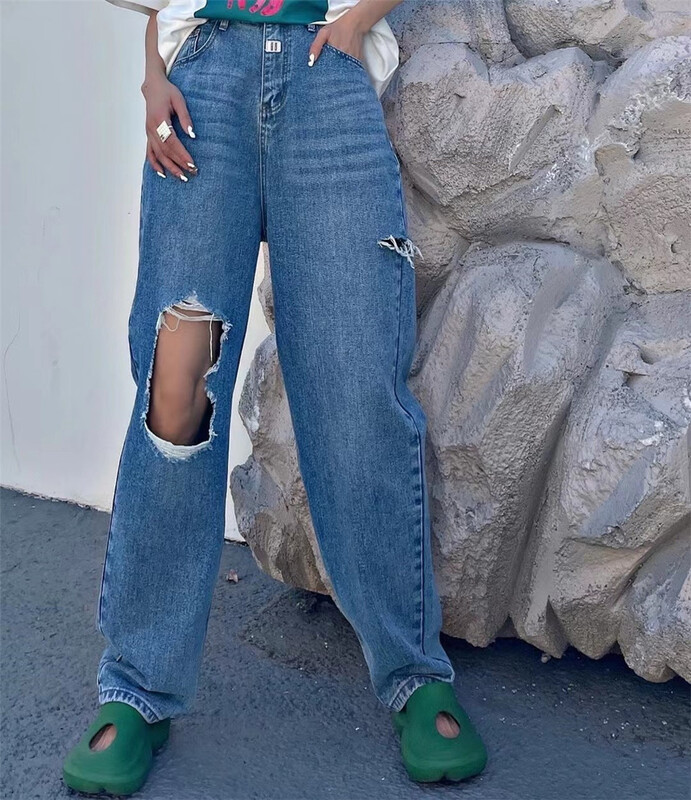 New in early summer! [D22] personalized hole design versatile jeans 2105081# zxx