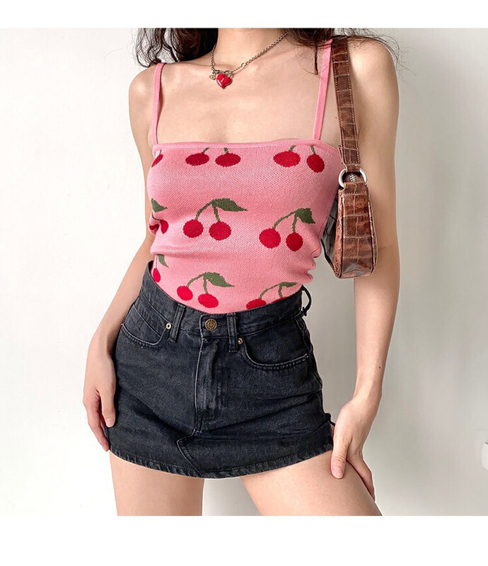 New in early summer! [x · h studio] American Vintage Cherry flat knit vest / sling 3120# ozq