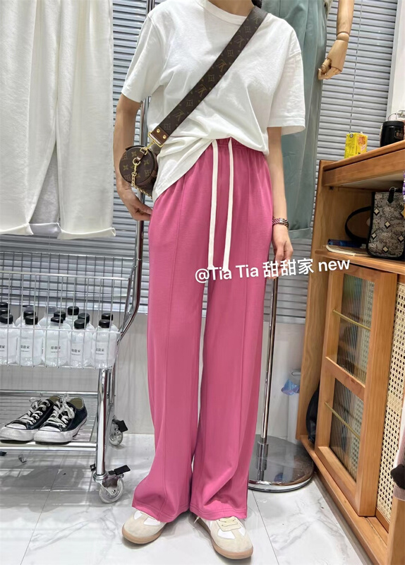 goods in stock! New in early summer! [tiantianjia] versatile comfortable solid color drawstring wide leg casual pants 919# XYY