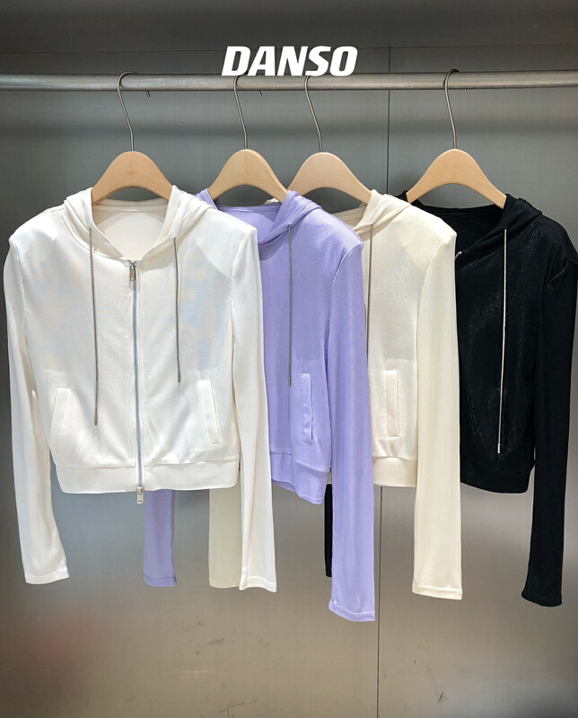 goods in stock! New in early summer! [DS] simple solid color hooded zipper sunscreen shirt 64109d# XYJ