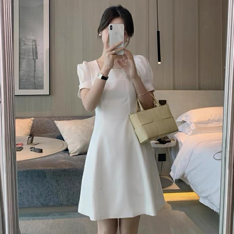 [Kiki studio] small square neck thin short sleeve dress 5921# hjy