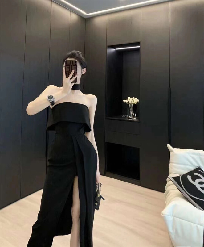 [mialiesy] fashion temperament Strapless split dress 505# PCZ