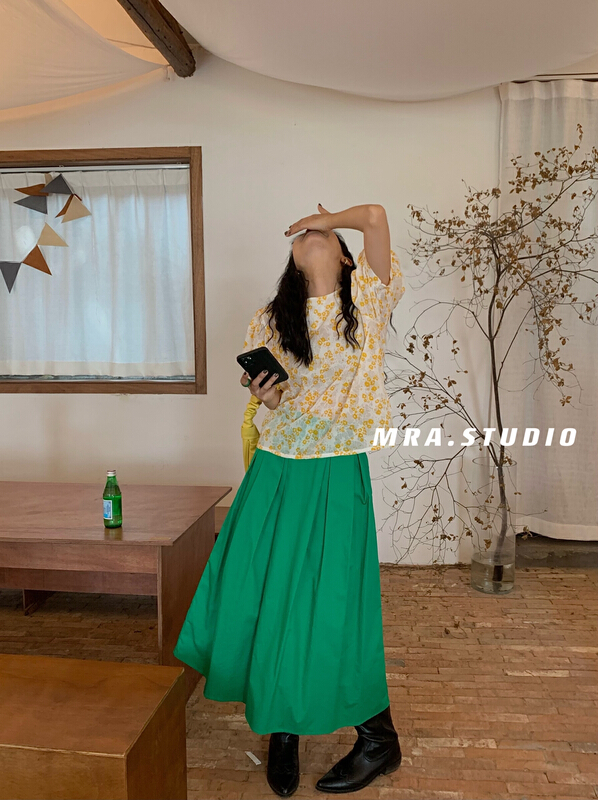 goods in stock! New in early summer! [MRA] simple solid color medium length skirt xt5027# zxl