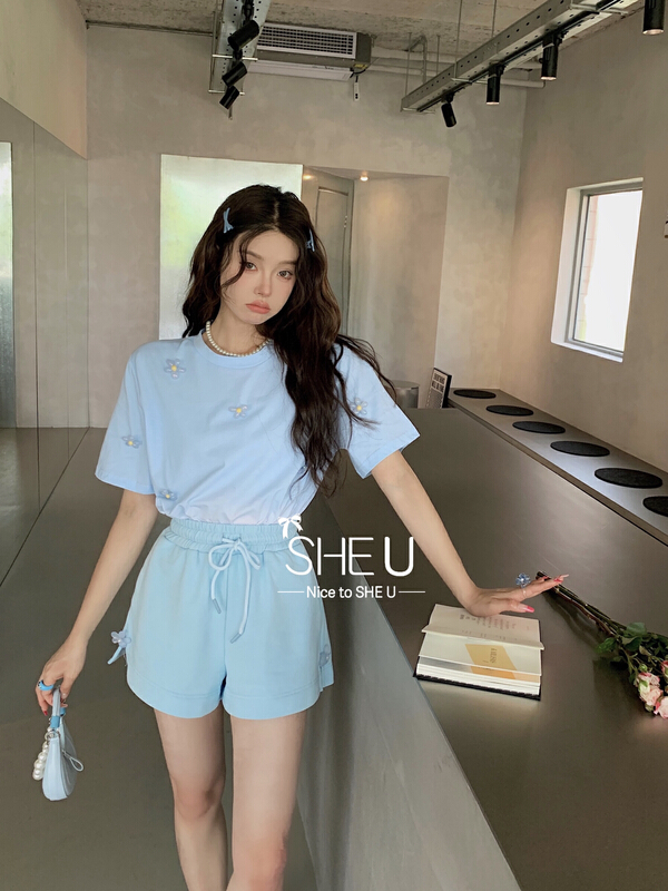 [she u] Korean casual shorts (non detachable flower) c50209# cqw