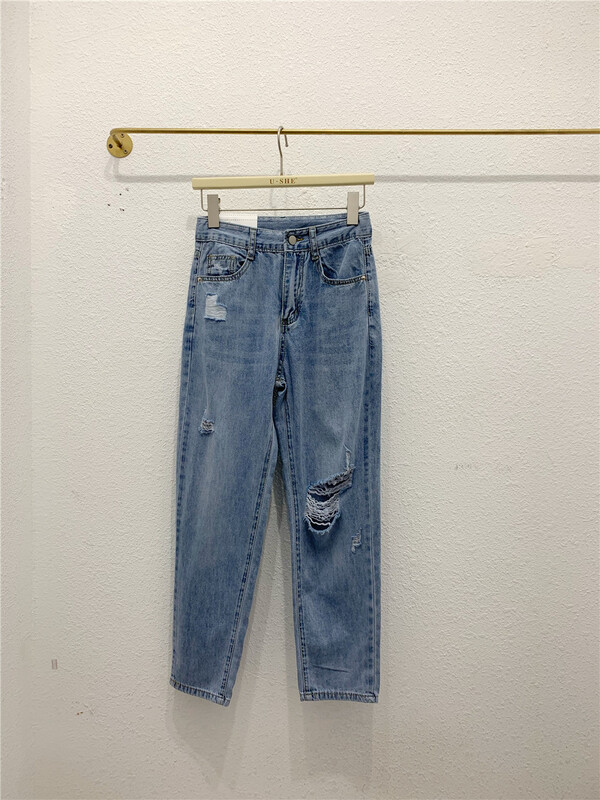 [u.she] broken hole Korean Harlan jeans 19797# cqw