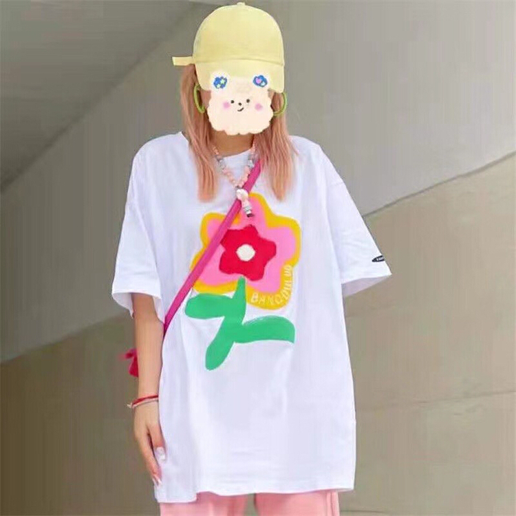 [3000 gold] Korean round neck printed short sleeve T-shirt 1101# ll