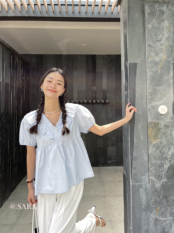 [Sara] Korean V territorial water soluble flower spell doll style small shirt (only small shirt) 90059# lwy