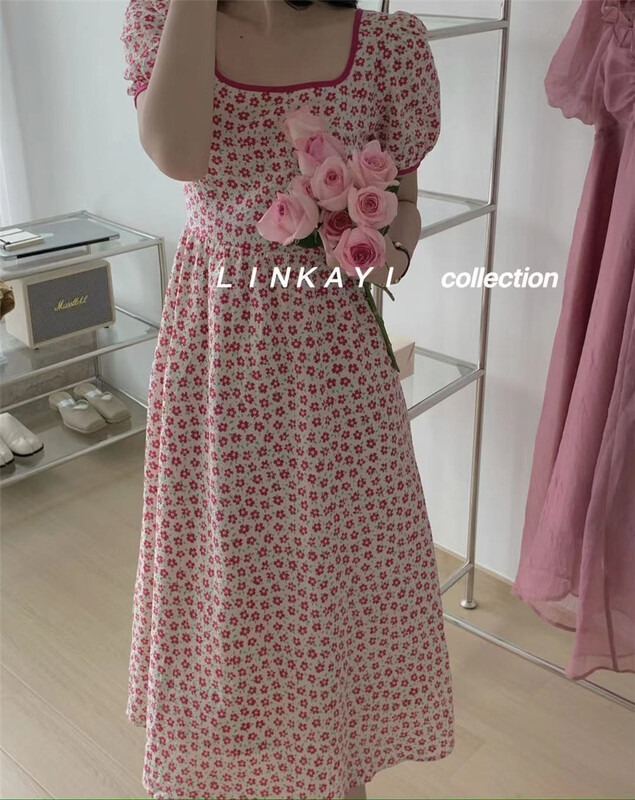 [linkayi] Korean version small fresh broken flower dress 17085# hjy