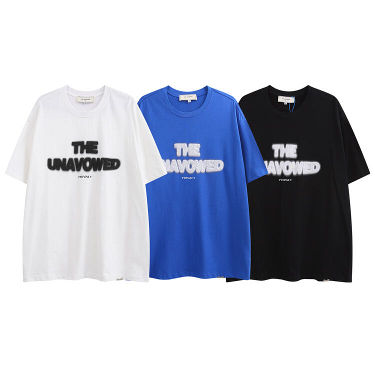 [the unvowed] men's and women's personalized letter foam printing short sleeve T-shirt 2530# ZZL