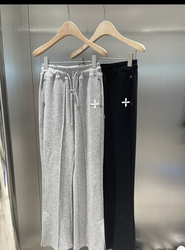 goods in stock! [DS] niche pattern versatile elastic waist tie casual pants 22102# XYJ