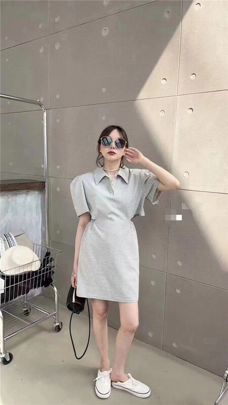 [mozr] waist hollowed out dress 9006# XYJ