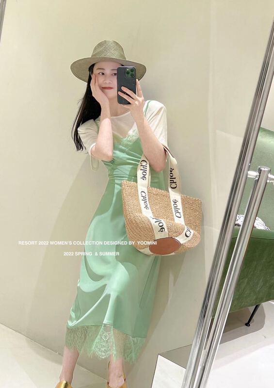 New in early summer! [yoomini] solid color short sleeved T-shirt + sleeveless dress set x12719# WPL