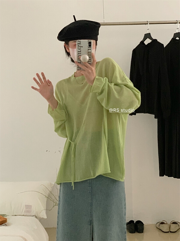 New in early summer! [RS] crew neck versatile solid color long sleeve sunscreen shirt m1098# XYY