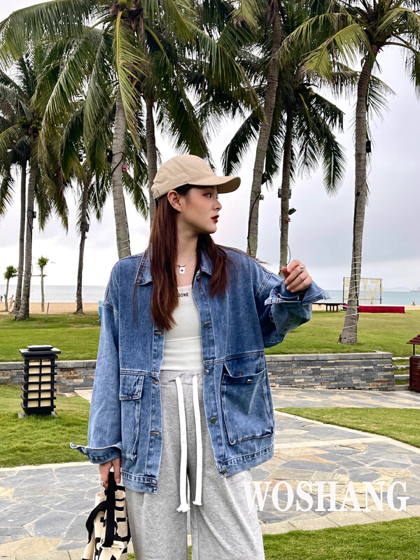 New year in early spring! [woshang woshang] simple Korean fashion denim jacket 1087# XYJ