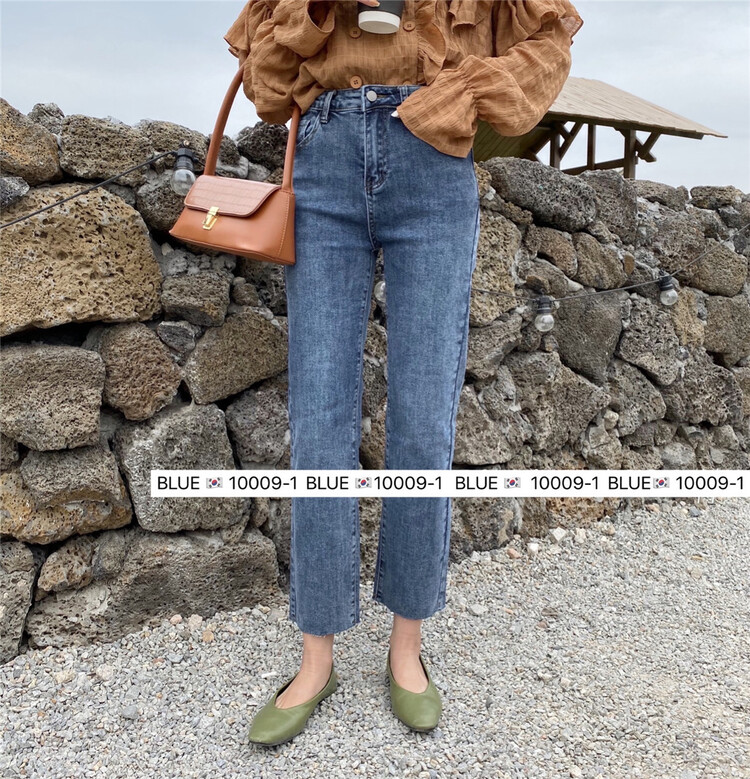 [blue] Korean clean straight jeans 10009# hjy