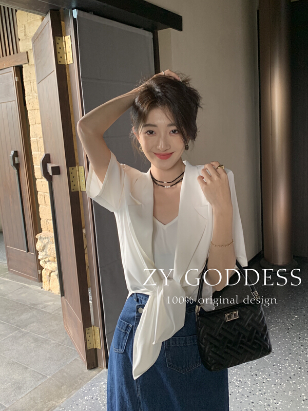 [ZY] fashionable and versatile suit + simple solid color inner strap suit 68305# ozq