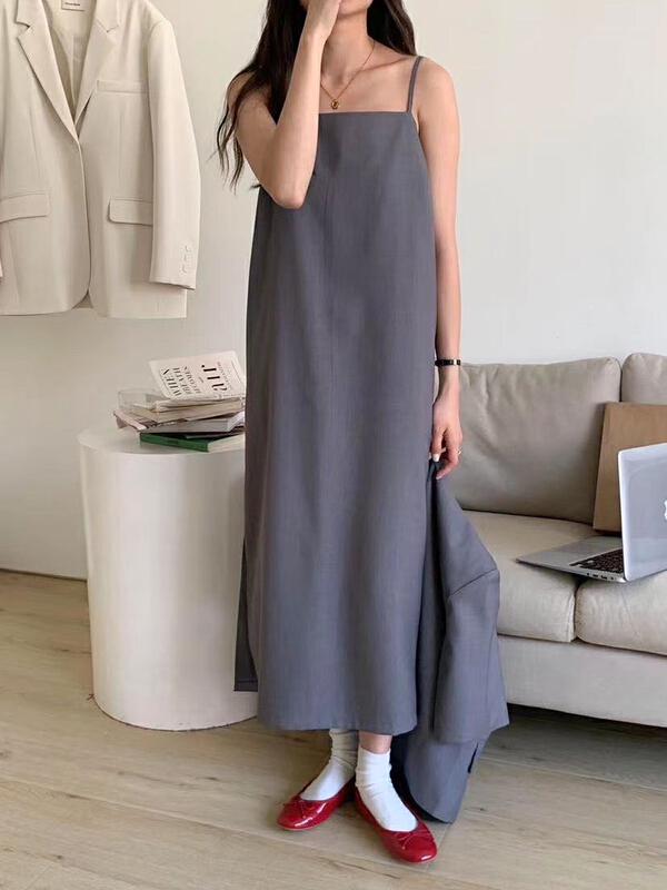 [Tn] Korean suspender temperament retro dress yl8151# cqw