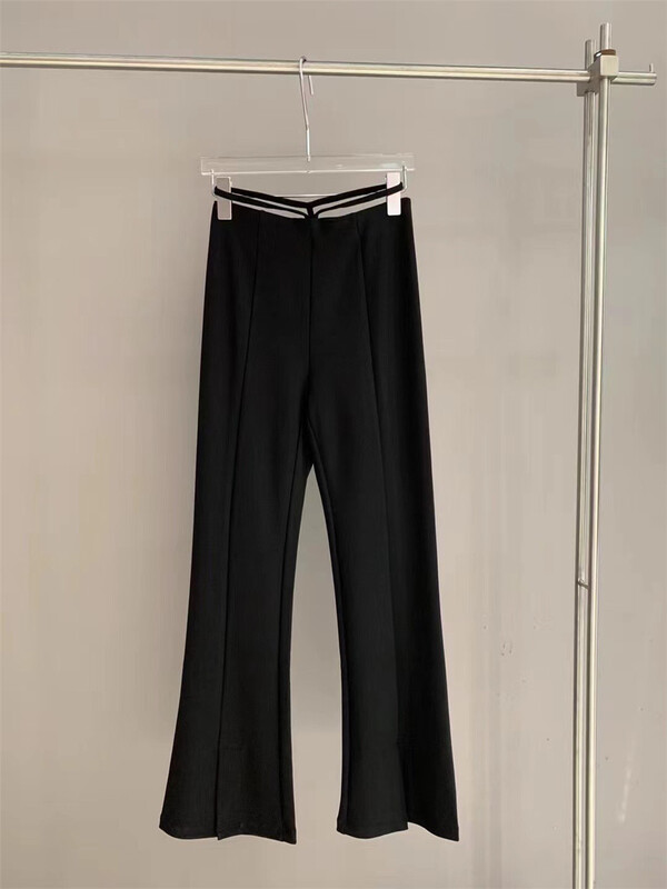 New in early summer! [D22] waist hollowed out design, slim casual pants 2205053# zxx